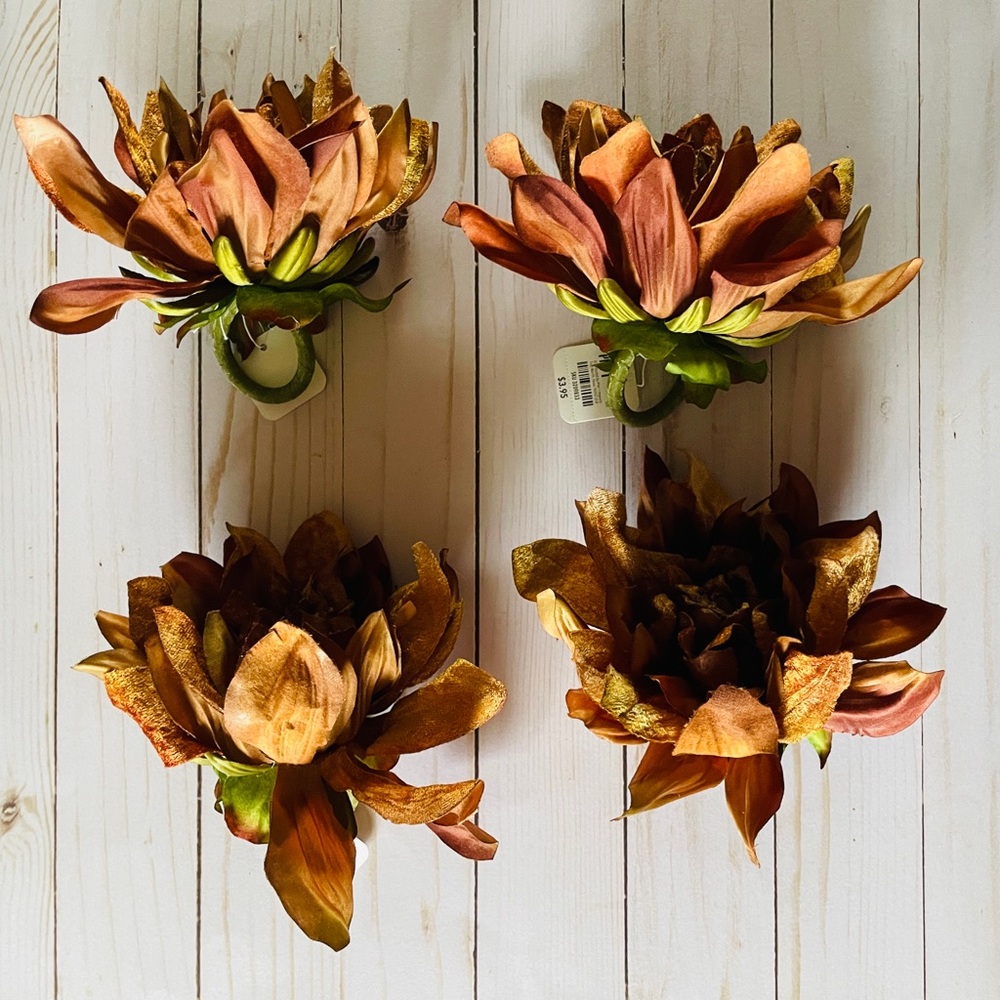 4 Brown floral napkin rings from the Original Pier 1 Imports!
